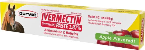 Durvet Ivermectin Paste 1.87% Apple Flavored Equine Dewormer (0.21 oz / 6.08 g)
