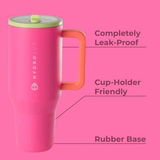 HydroJug Traveler 40oz, Insulated Tumbler with Handle & Straw, Orchid