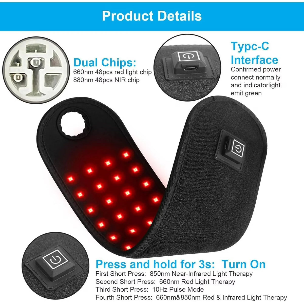 3-in-1 Red Light Therapy Wrist Wrap for Carpal Tunnel & Joint Pain Relief