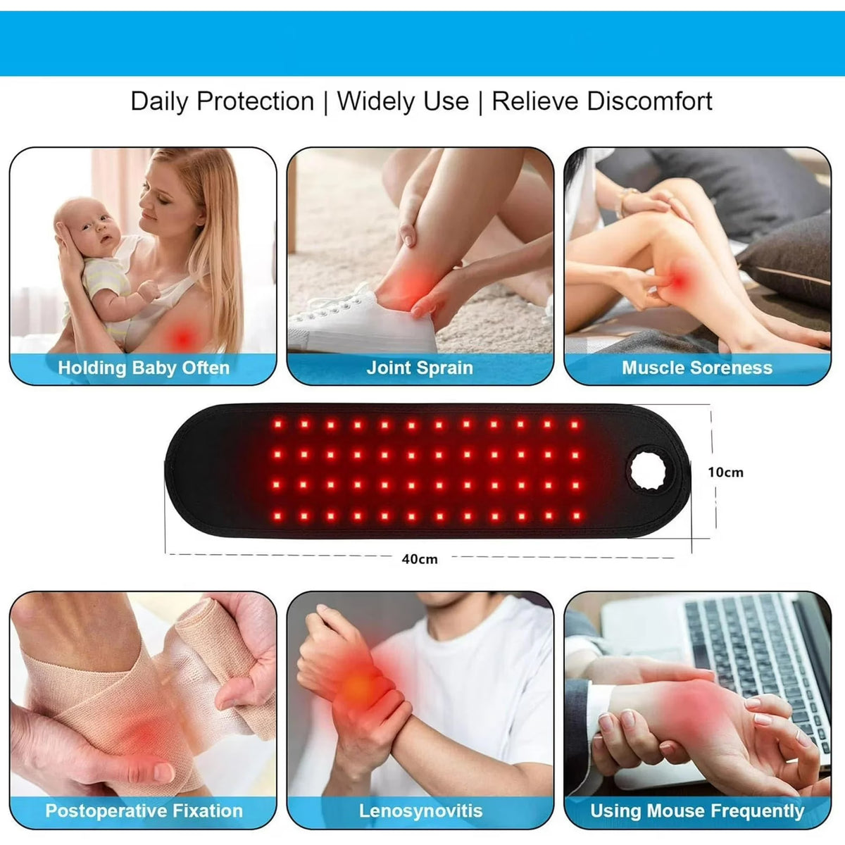 3-in-1 Red Light Therapy Wrist Wrap for Carpal Tunnel & Joint Pain Relief