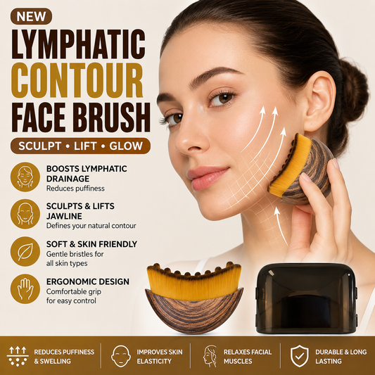 Ergonomic Curved Body & Face Contour Foundation Brush with Protective Travel Case