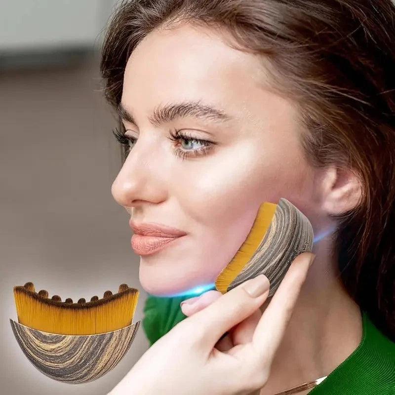 Ergonomic Curved Body & Face Contour Foundation Brush with Protective Travel Case