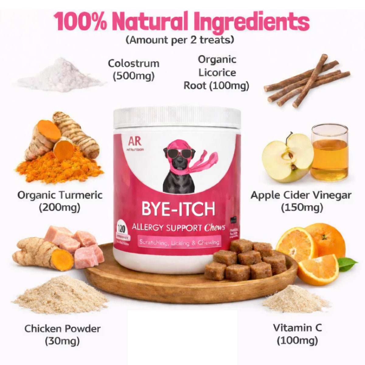BYE-Itch Immunity Treats For Dogs - 120 Chews to Soothe Itchy Paws, Eyes, Ears & Skin - 360g