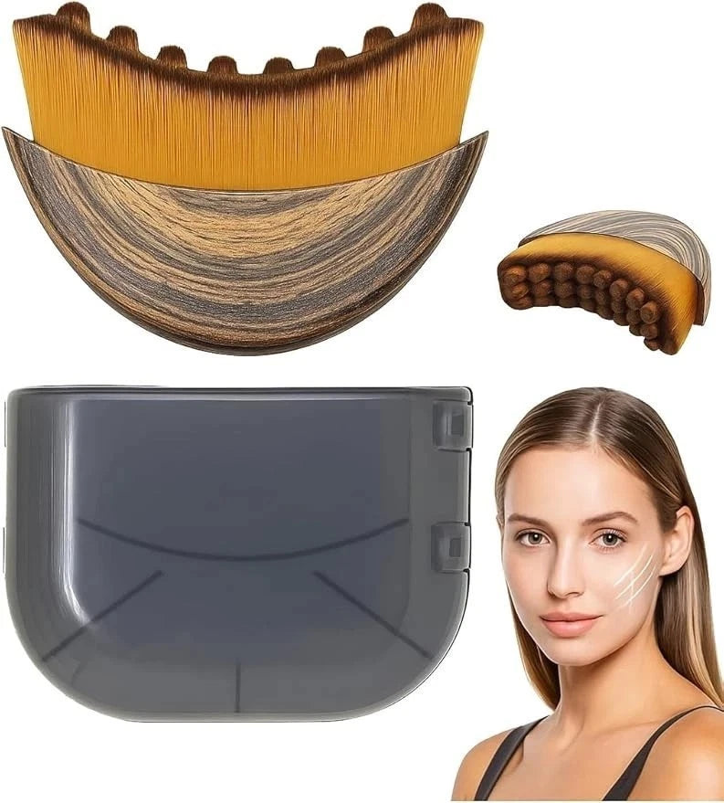 Ergonomic Curved Body & Face Contour Foundation Brush with Protective Travel Case