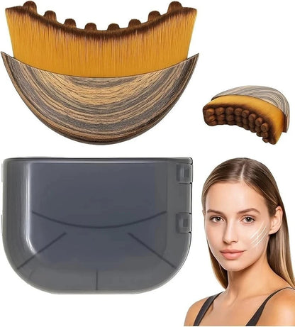 Ergonomic Curved Body & Face Contour Foundation Brush with Protective Travel Case