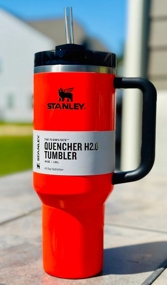 Brand New Stanley 40 oz Quencher H2.0 Tumbler w/box color NEON ORANGE