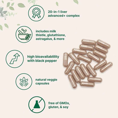 2 Pack Micro Ingredients Liver Advanced+ 20-in-1 Herbal Supplement – Milk Thistle, TUDCA, NAC, Artichoke & More – 240 Veggie Capsules Each